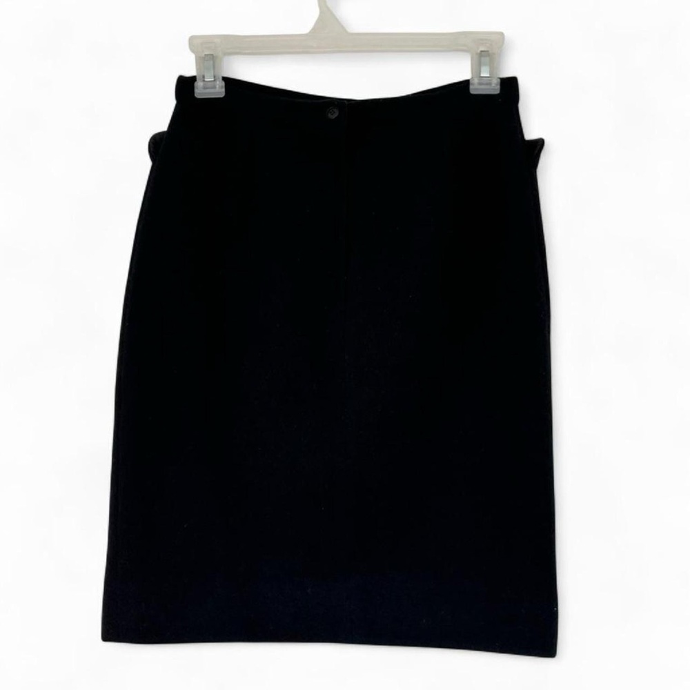 Vintage Extra Small XS Classic Black Wool Agnes B Pencil Mini Skirt Minimalist